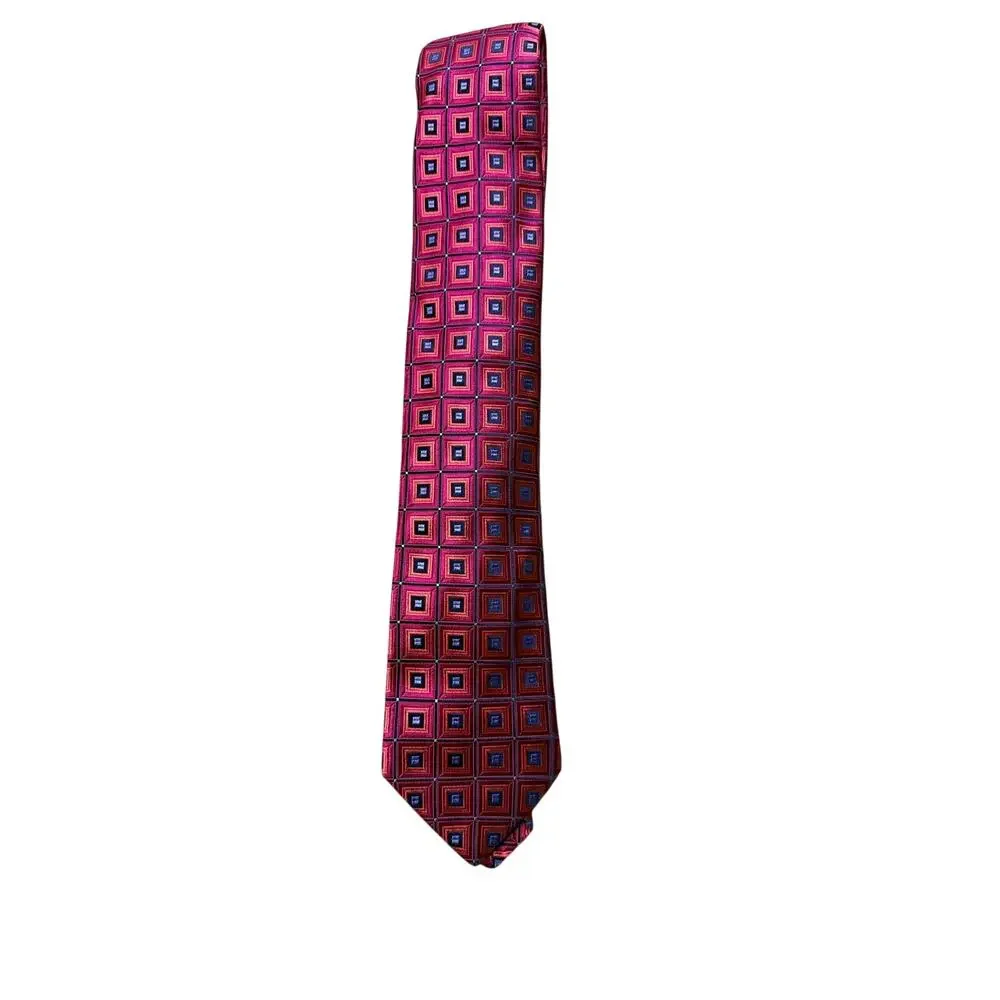 Ted Baker London Pink Geometric Square 100% Silk Necktie